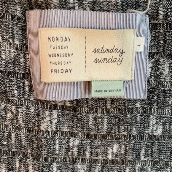 ANTHROPOLOGIE | Black & White Long Lightweight Duster Cardigan w/ Buttons | Sz L - Picture 4 of 6